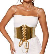 Ceinture Corset Élastique Dorée Y2K pour Femme
