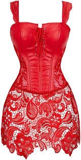 Robe Corset en Cuir Rouge Sexy