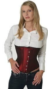 Corset Satin Seins Nus 52 Bordeaux