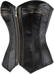Corset en cuir synthétique à fermeture éclair