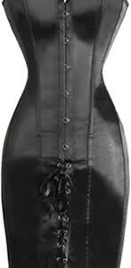 Corset Steampunk Brillant en PU pour Femme avec Gros Seins