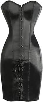 Corset Steampunk Brillant en PU pour Femme avec Gros Seins