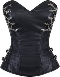 Corset Retro en Cuir Synthétique à Lacets