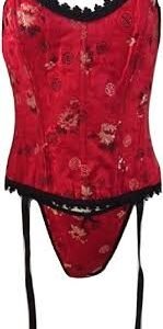 Corset Bustier Rouge Ébrodé Noir et Doré - Taille 36