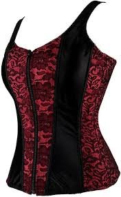 Gilet Vintage Corset Rouge et Noir S-6XL