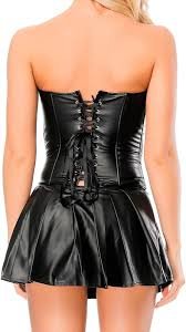 Corset Bustier en Dentelle et Cuir pour Femme