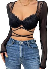 T-shirt Corset Sexy Femme à Manches Longues