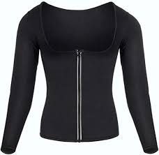 Bustier Corset Sauna Bleu Femme - Gilet Amincissant à Manches Longues