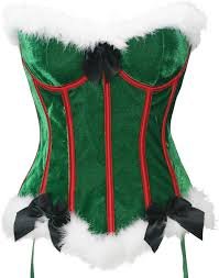 Bslingerie® Corset Rouge en Velours Femme - Noël