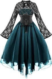 Robe Maxi Gothique Médiévale Femme avec Corset