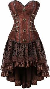 Robe Corset Steampunk Femme en Cuir