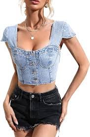 Top Corset en Jean Glkaend pour Femme